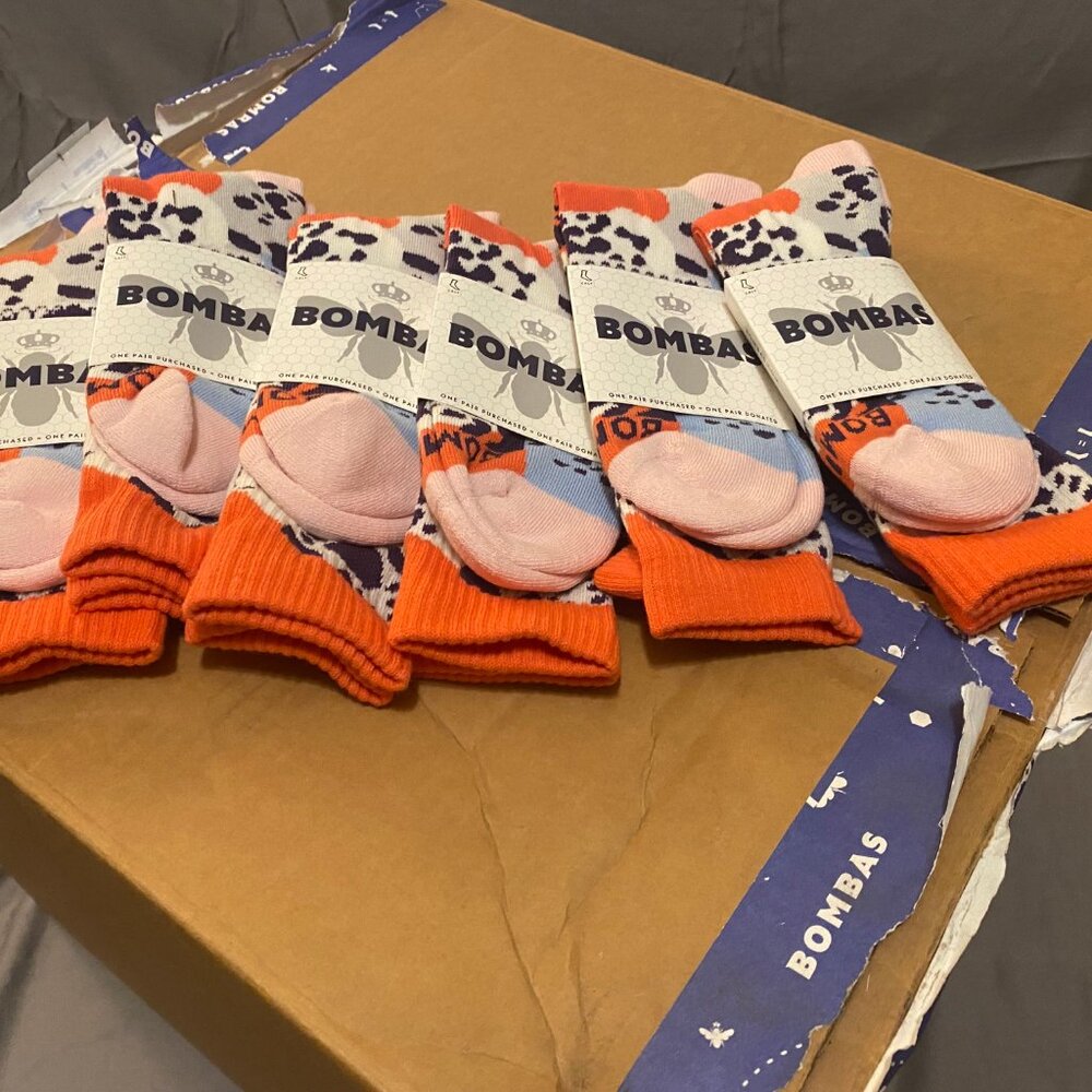[6 Pack] Bombas Moonbeam Leopard Camo Medium Calf Socks
